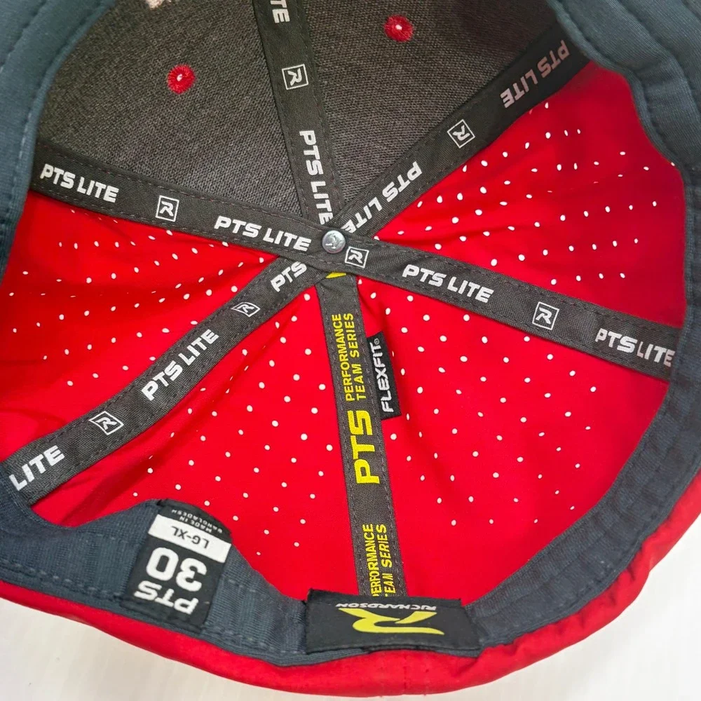 Richardson PTS30 Lite Flexfit Hat Red Black Pitbull Logo Men LG-XL Performance